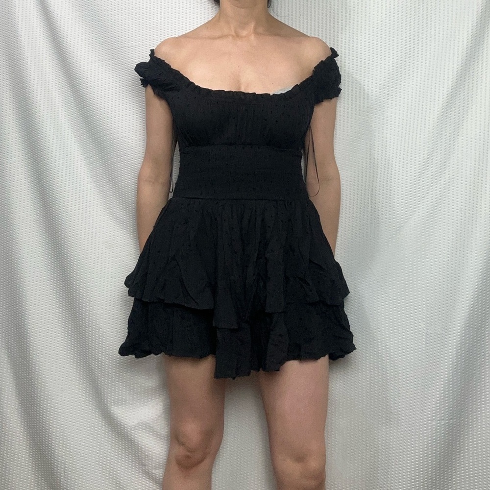 NWT The Love Galore Romper Black Ruffled Princess Polly